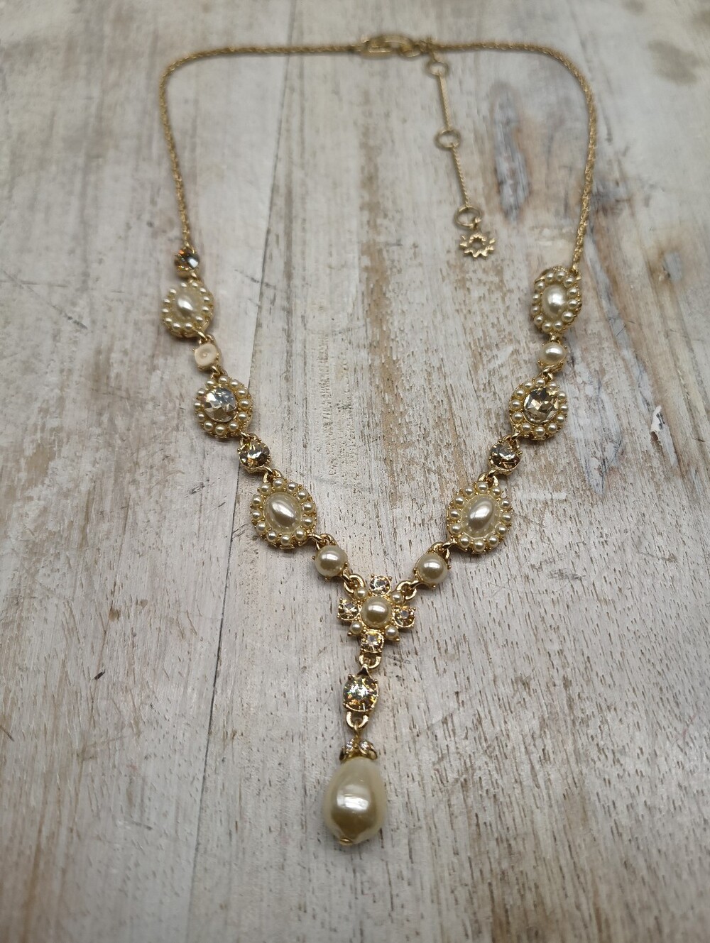 Marchesa Gold-tone Stone/Pearl Necklace